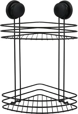 Immagine prodotto di MSV Mensola doccia angolare cestino doccia bagno senza foratura con ventose acciaio cromato 31,5x31,5x40cm