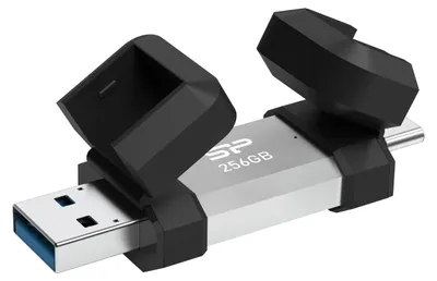 Zdjęcie produktu dla Silicon Power SP256GBUC3C51V1S, 256 GB, USB Type-A / USB Type-C, 3.2 Gen 1 (3.1 Gen 1), 200 MB/s, Pokrywka, Czarny, Srebrny