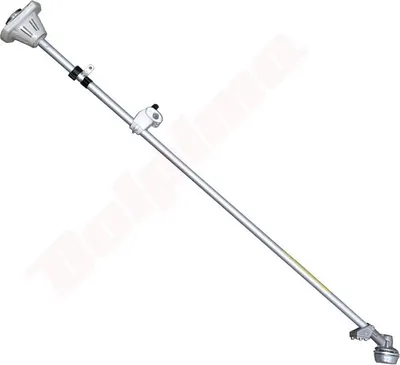 A silver and gray pole with attachments, likely a part of a gardening tool, against a white background.