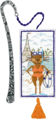 Produktbild von Le Bonheur des Dames Lesezeichen Kreuzstich Stickpackung  "Katzenschwimmer", Zählmuster, 4x8cm
