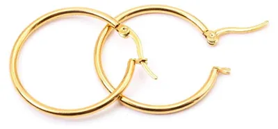 Produktbild von Creolen aus 304 Edelstahl in Goldfarbe, 30 mm, 2 Stück für DIY Schmuckprojekte