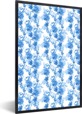 Produktbild von MuchoWow® MuchoWow® Gerahmtes Poster Blumen - Blüte - Pflanzen - Blau 60x90 cm - Poster mit zchwarzem Bilderrahmen - Kunst