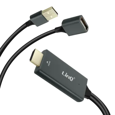 Zdjęcie produktu dla Adapter HDMI + 1x wtyczka USB i 1x gniazdo USB, LinQ - Szary