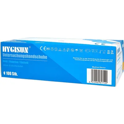 Zdjęcie produktu dla Rękawiczki jednorazowe nitrylowe Hygisun, 100 sztuk, niebieskie, EN 455 | Rozmiar S