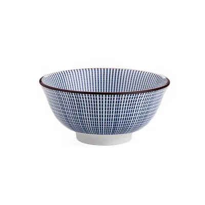 Zdjęcie produktu dla Miska kamionkowa granatowa z brązową obwódką 16 cm 550 ml Homla