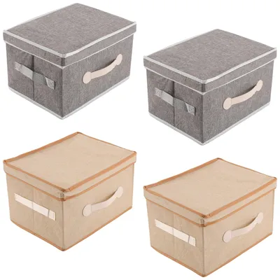 Aufbewahrungsboxen aus Stoff, 4er-Set, faltbar, mit Deckel, 32x24x18 cm