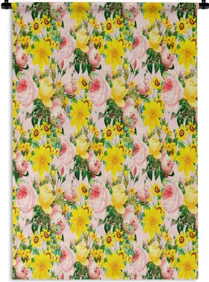 Produktbild von MuchoWow® Wandteppich Wandbehang Blumen - Rosen - Farben 120x180 cm Tapisserie Dekoration Wandtuch - Schlafzimmer - Dekorationen für das Haus