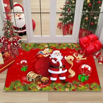Produktbild von Weihnachten Fu?matte, Weihnachtsmatten, Weihnachtsteppich Matten, Weihnachten Home Tš¹r Fu?matten, Rutschfest Waschbar Weihnachtsteppich, Fu?abtreter fš¹r Wohnzimmer Schlafzimmer Badezimmer Kš¹che