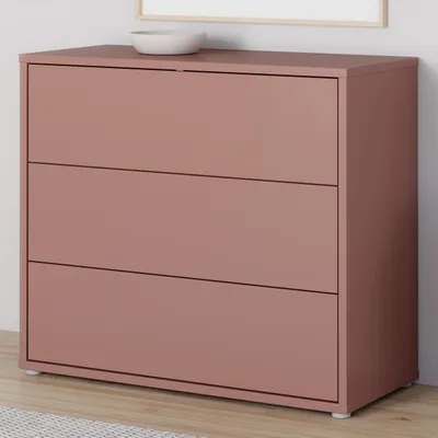 Produktbild von Forte ALICE SPRINGS Kommode 95 100, modernes Sideboard mit 3 Schubladen, Schlafzimmer, Wohnzimmer, Holzwerkstoff, Terrakotta, 94,8 cm breit x 83,1 cm hoch x 41,5 cm tief