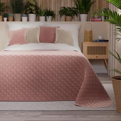 Produktbild von VELVI Dekorative Tagesdecke - Puderrosa - 170x210cm