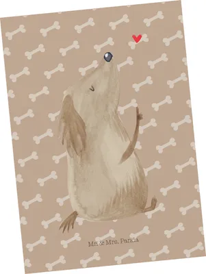 Produktbild von Mr. & Mrs. Panda Postkarte Hund Liebe - Hundeglück - Geschenk, Hunde, bildkarte, Grußkarte, Ansichtskarte, Postkarten, Ansichtskarten, Sprüche, Herz