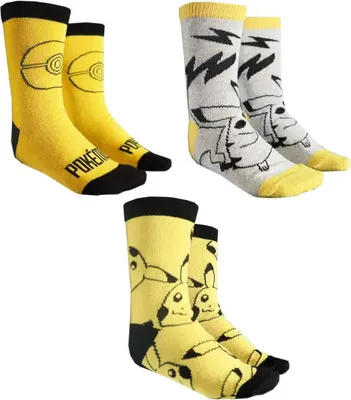Produktbild von Pokemon Pikachu Kinder Jungen lange Socken 3er Pack Gr. 23 bis 34 – 23/26