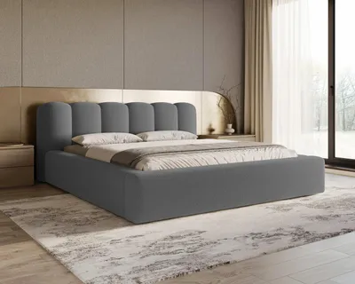 Produktbild von Chilly Möbel Design Bett Capri - Komfort Polsterbett mit Bettkasten, Metallrahmen, Stauraum und gepolstertem Kopfteil 140x200 cm / Bouclé / Dunkelgrau