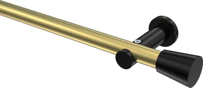 Produktbild von Interdeco Gardinenstange / Vorhangstange Messing-Optik / Schwarz, Typ Platon Sitra (Konus) ohne Ringe, 20 mm Ø 1-läufig, 140 cm