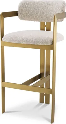 Produktbild von Casa Padrino Luxus Barstuhl Creme / Messing 53 x 44,5 x H. 107 cm - Gepolsterter Edelstahl Barhocker - Luxus Barmöbel