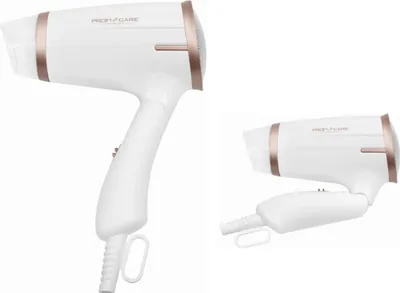 Produktbild von ProfiCare Haartrockner 1400 Watt | Kompakter Föhn mit Klappgriff | 2 Temperatur-/Leistungsstufen | Kaltstufe | Überhitzungsschutz | PC-HT 3009 weiß