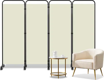 Zdjęcie produktu dla Izrielar – parawan na kółkach, 4-częściowy, beżowy, 228 x 180 cm – parawan ogrodowy, parawan ogrodowy, parawan do ogrodu, parawan rozkładany