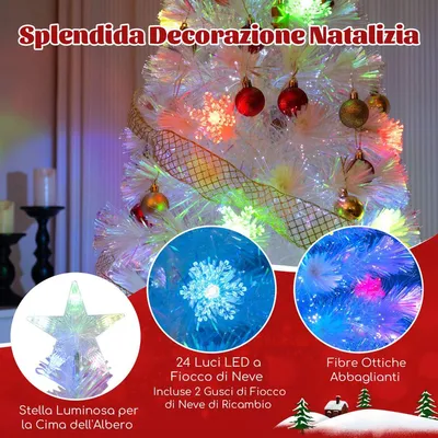 Productafbeelding van Kerstboom met vezeloptiek, 150 cm hoog, 24 LED-lampjes, met sterrenopslag