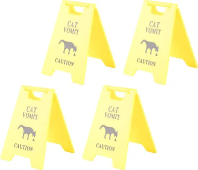 Obrázok produktu pre 4PCS Cat Vomit Sign Vodoodolný ABS 3D tlačené Funny Cat Vomit Výstražné znamenie dekorácie pre milovníkov mačiek