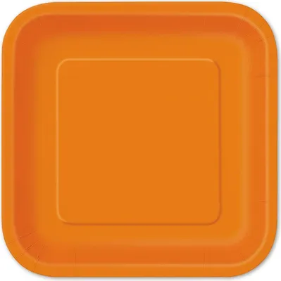 Image de Assiette en carton Uni Carré 23cm/14pcs Orange