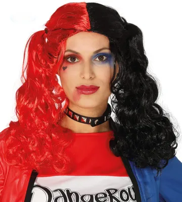 Produktbild von Halloween Zweifarbige Zöpfe Perücke Fantasie Look, Farbe: Schwarz