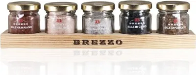 Obrázok produktu pre Darčeková súprava 5 solí na drevenom podstavci
