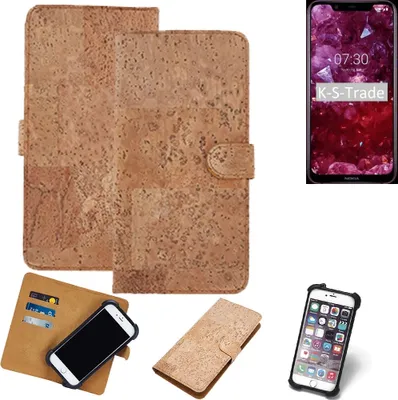 Produktbild von K-S-Trade Hülle kompatibel mit Nokia 8.1  Kork Handyhülle Cover  Schutzhülle TPU Case Bumper in Hellbraun, (1x)