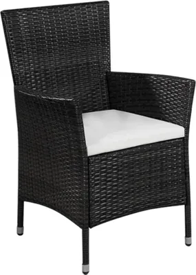 Obrázok produktu pre vidaXL Záhradné kreslo a stolička s čalúnením Poly Rattan Black