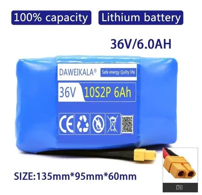 Zdjęcie produktu dla Zestaw akumulatorów do samobalansującego się hulajnogi elektrycznej/hoverboardu – akumulator litowo-jonowy 36 V – 6 Ah (6000 mAh) – sam akumulator – ok. 1 kg