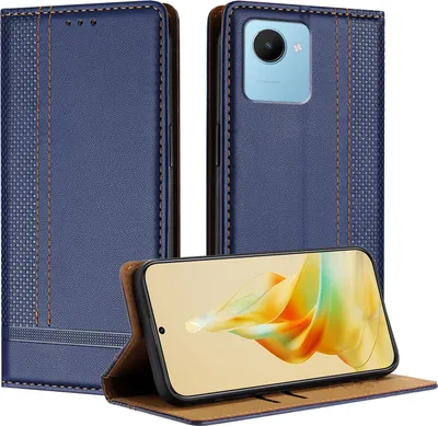 Produktbild von Handyhülle für Realme C30 Leder Flip Klappbare Schutzhülle mit Standfunktion Blau