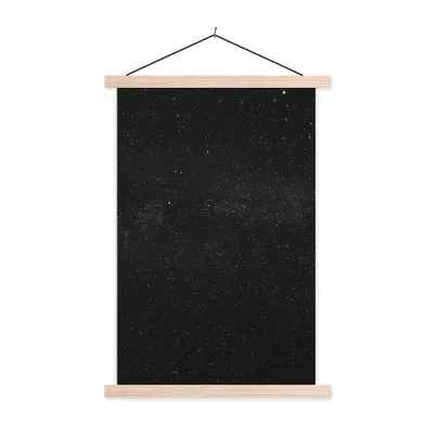 Produktbild von MuchoWow® Textilposter Sternenhimmel - Schwarz - Weiß - Himmel 60x90 cm mit holzfarbenen Rahmen - Textil