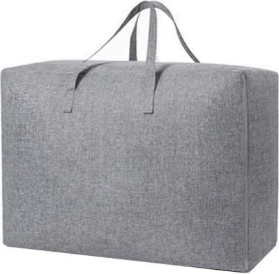 Produktbild von Aufbewahrungstasche XXL für Bettdecken – grau – 70 x 50 x 30 cm – praktische Tasche für Bettwäsche und Kleidung – platzsparend und vielseitig