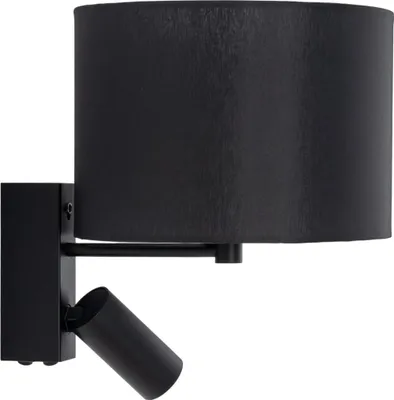 Produktbild von Wandlampe Stoff Metall E27 30 cm hoch mit Schalter Schwarz 2-flammig Modern