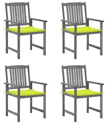 Produktbild von vidaXL Gartenstühle mit Kissen 4 Stk. Grau Massivholz Akazie