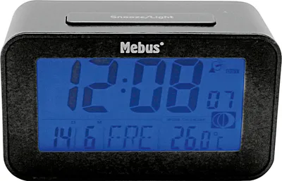 Immagine prodotto di Sveglia digitale radiocomandata MEBUS senza 2x batterie AAA 7,1x12x4,8cm antracite