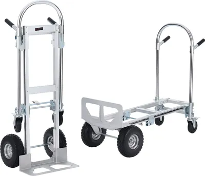 Zdjęcie produktu dla VEVOR Wózek do transportu worków 2 w 1 Składany Wózek transportowy o udźwigu 318/454 kg Wózek do transportu worków ze stopu aluminium i stali węglowej ⇋ Wózek platformowy Wózek do załadunku i transportu wewnątrz i na zewnątrz budynków