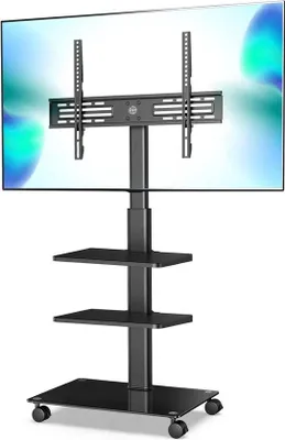 Produktbild von Famanu TV-Ständer 32-60 Zoll - Höhenverstellbar & Drehbar - Rollständer mit Rädern - Max VESA 600x400mm