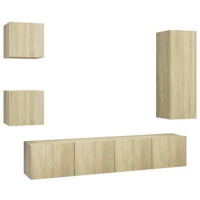 Produktbild von vidaXL 5-tlg. TV-Schrank-Sets Sonoma-Eiche Holzwerkstoff