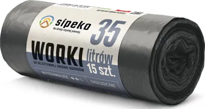 Zdjęcie produktu dla LDPE Worki na śmieci SIPEKO 35L 15szt. CZARNE