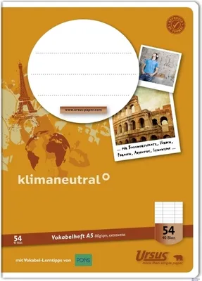 Produktbild von Vokabelheft A5 liniert mit 2 Mittelstrichen 40 Blatt