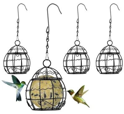 Produktbild von 4 Stück Meisenknödelhalter Vogelfutterstation Hängend Metall Futterspender für Vögel