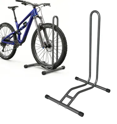 Immagine prodotto di Portabiciclette Relaxdays, 29 pollici, larghezza pneumatici fino a 6,5 cm, ruota anteriore e posteriore, da pavimento, per 1 bicicletta, supporto per biciclette, antracite