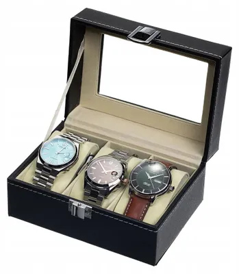 Produktbild von SK01BL3 Uhrenbox für 3 Uhren aus schwarzem Kunstleder