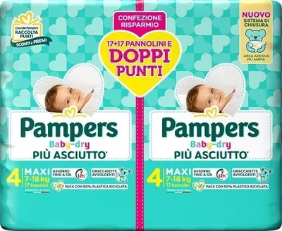 Immagine prodotto di Pampers Baby Dry Pannolino Duo Downcount Maxi 34 Pezzi