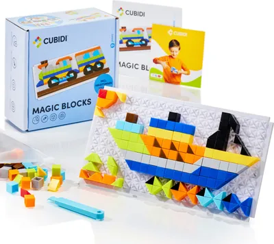 Produktbild von CUBIDI® Original Mosaikspiel - Lustige Fahrzeuge Edition | Kreatives Steckspiel als Spielzeug ab 4 Jahre Junge und Mädchen | Lernspielzeug