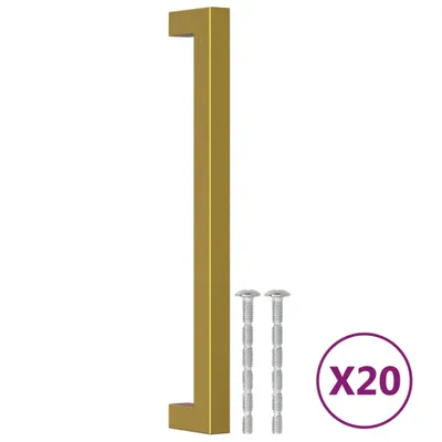 Zdjęcie produktu dla vidaXL Uchwyty meblowe 20 szt. Złota stal nierdzewna 192 mm