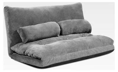 Produktbild von Klappbares Bodensofa, 3-in-1 Schlafsofa mit Schlaffunktion und verstellbarer Rückenlehne, Sofabett mit 2 Lendenkissen, Klappsofa für Wohnzimmer und Schlafzimmer (Grau)
