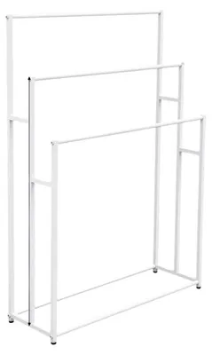Imagen del producto de Soporte para toallas, diseño de 3 niveles, instalación independiente, BLANCO