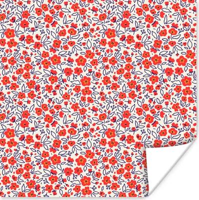 Produktbild von MuchoWow® Poster Blumen - Rot - Illustration 50x50 cm - Wohnzimmerdekoration