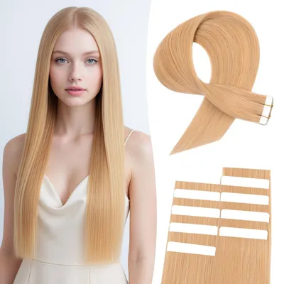 Immagine prodotto di Omgoods - Extension per capelli con nastro adesivo - 10 pezzi, 55 cm, biondo naturale